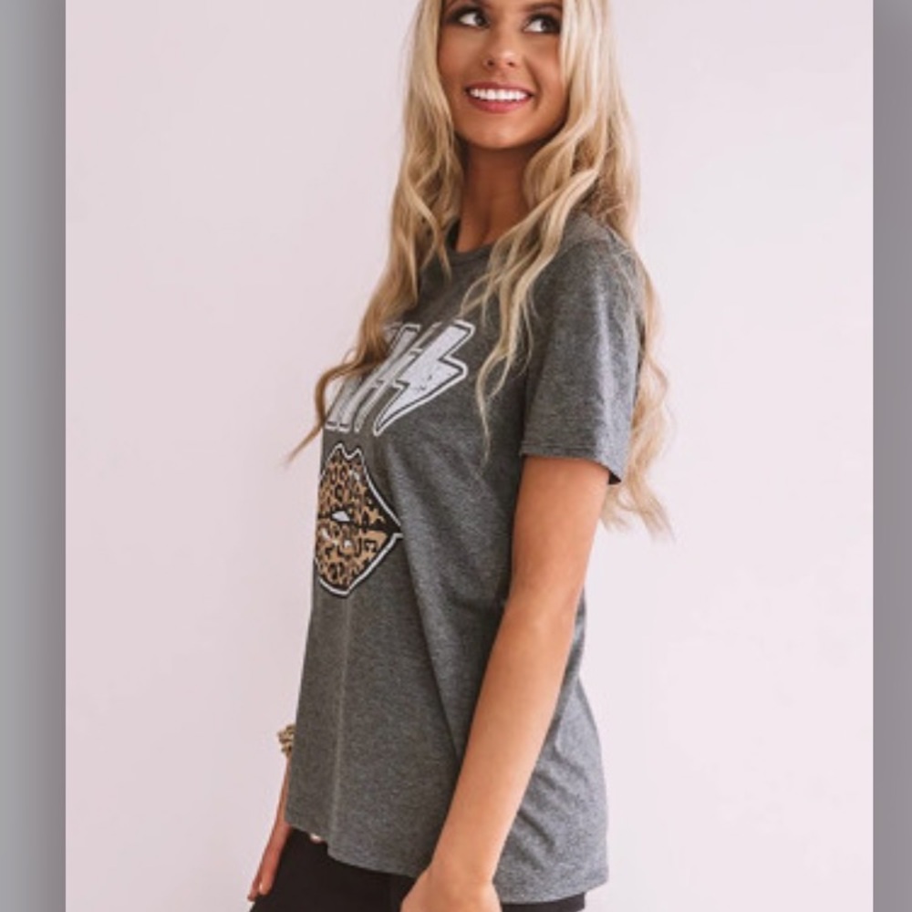 KISS Leopard Lip Gray short sleeve brand t-shirt - Picture 6 of 6